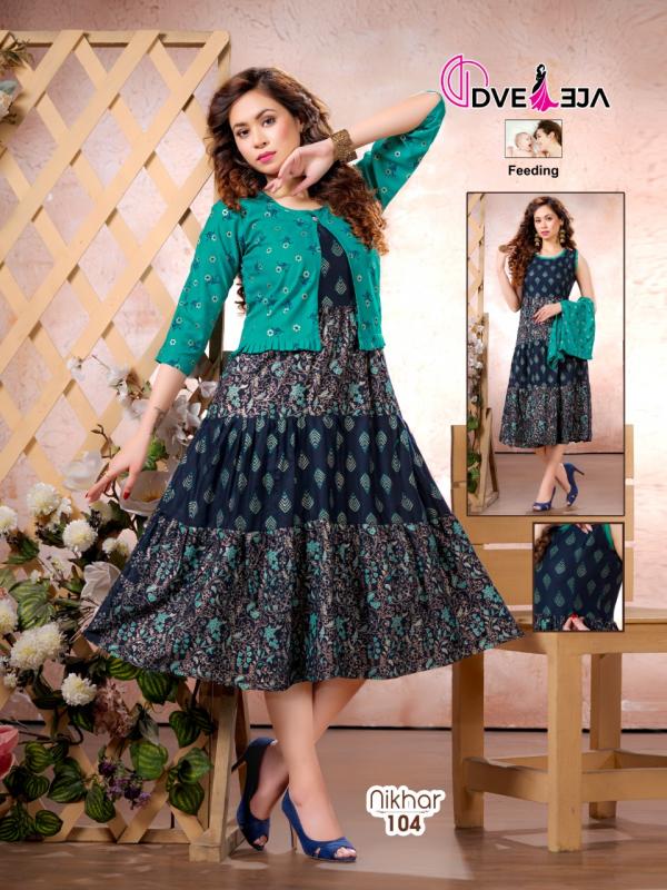 Dveeja Nikhar Designer Rayon Kurti With Jacket